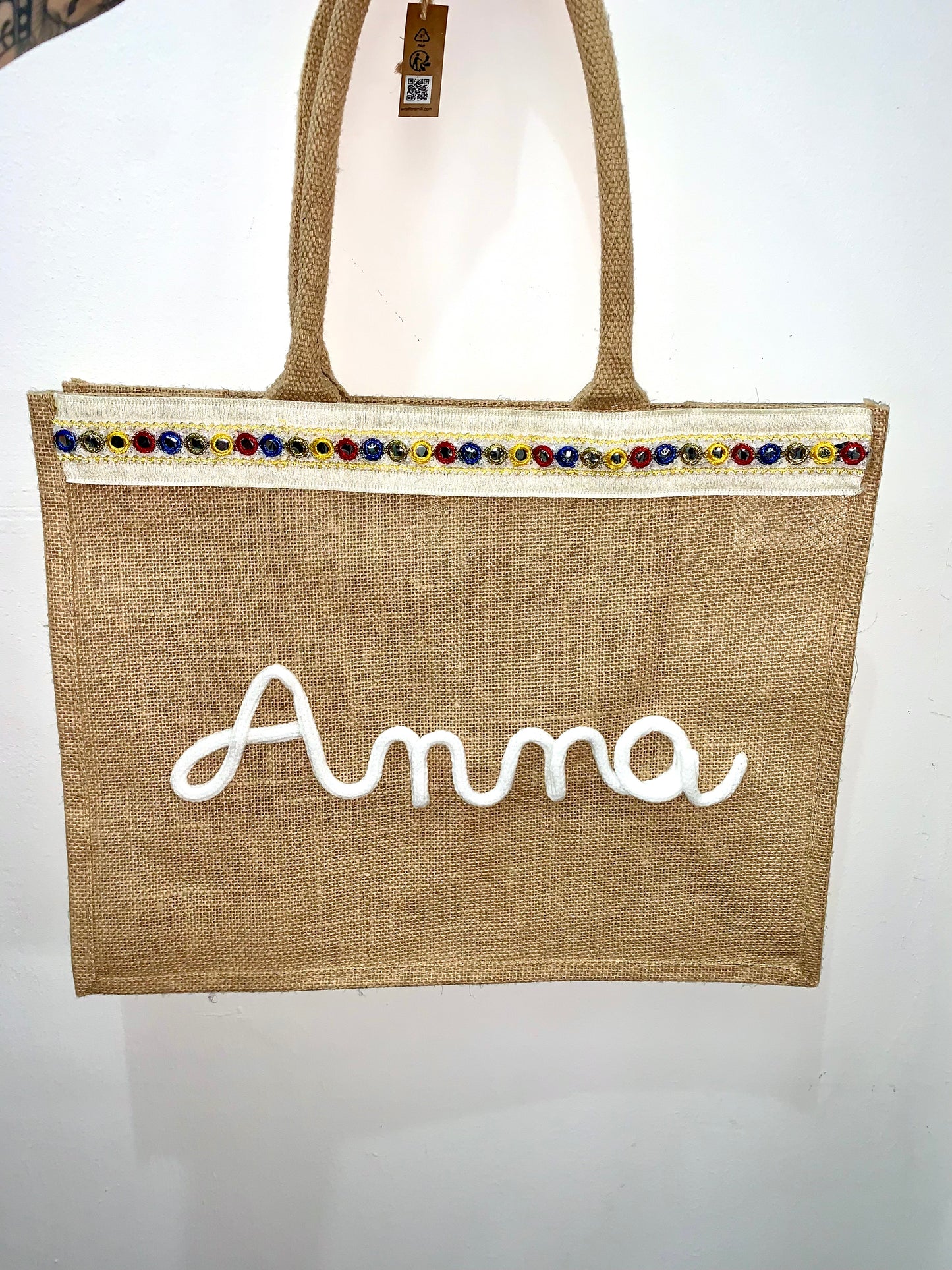 borsa juta personalizzata in tricotin